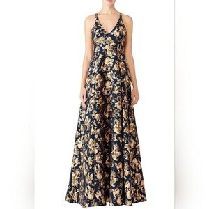 Badgley Mischka Floral Jacquard floor length gown